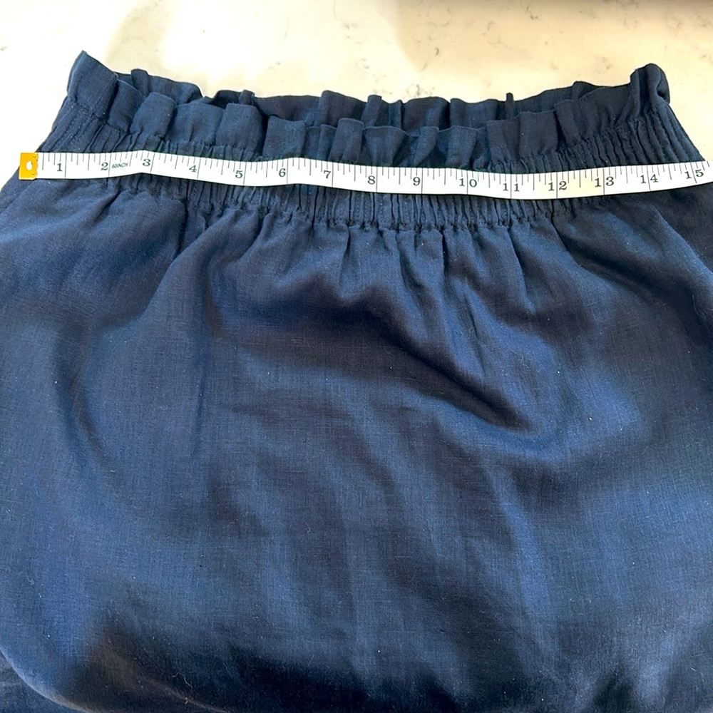 J. CREW NWOT Navy size 6 linen paper bag waist skirt with pockets - Picture 5 of 7